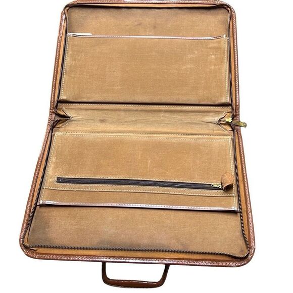 Vintage Carlton Brown S.L.S. Leather Attache Monogrammed Briefcase Size 16”x11” - Picture 7 of 11